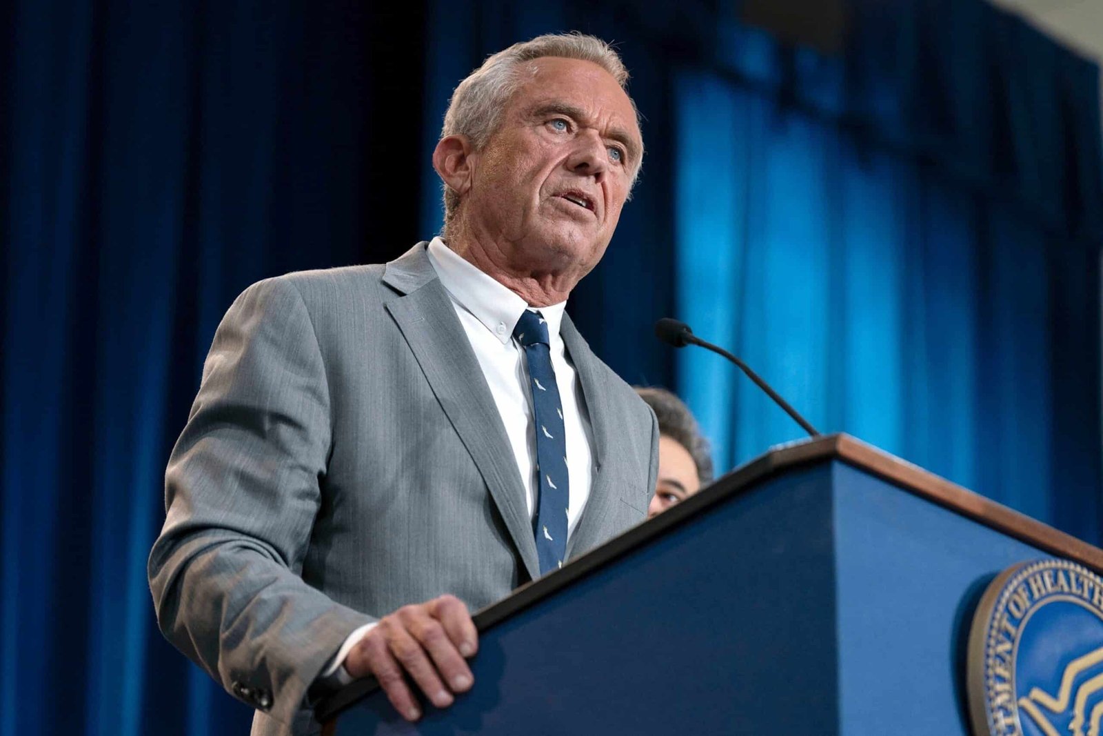 Photo: The Secretary of Health and Human Services, Robert F. Kennedy Jr., speaks during a press conference in Washington, on April 22, 2025.