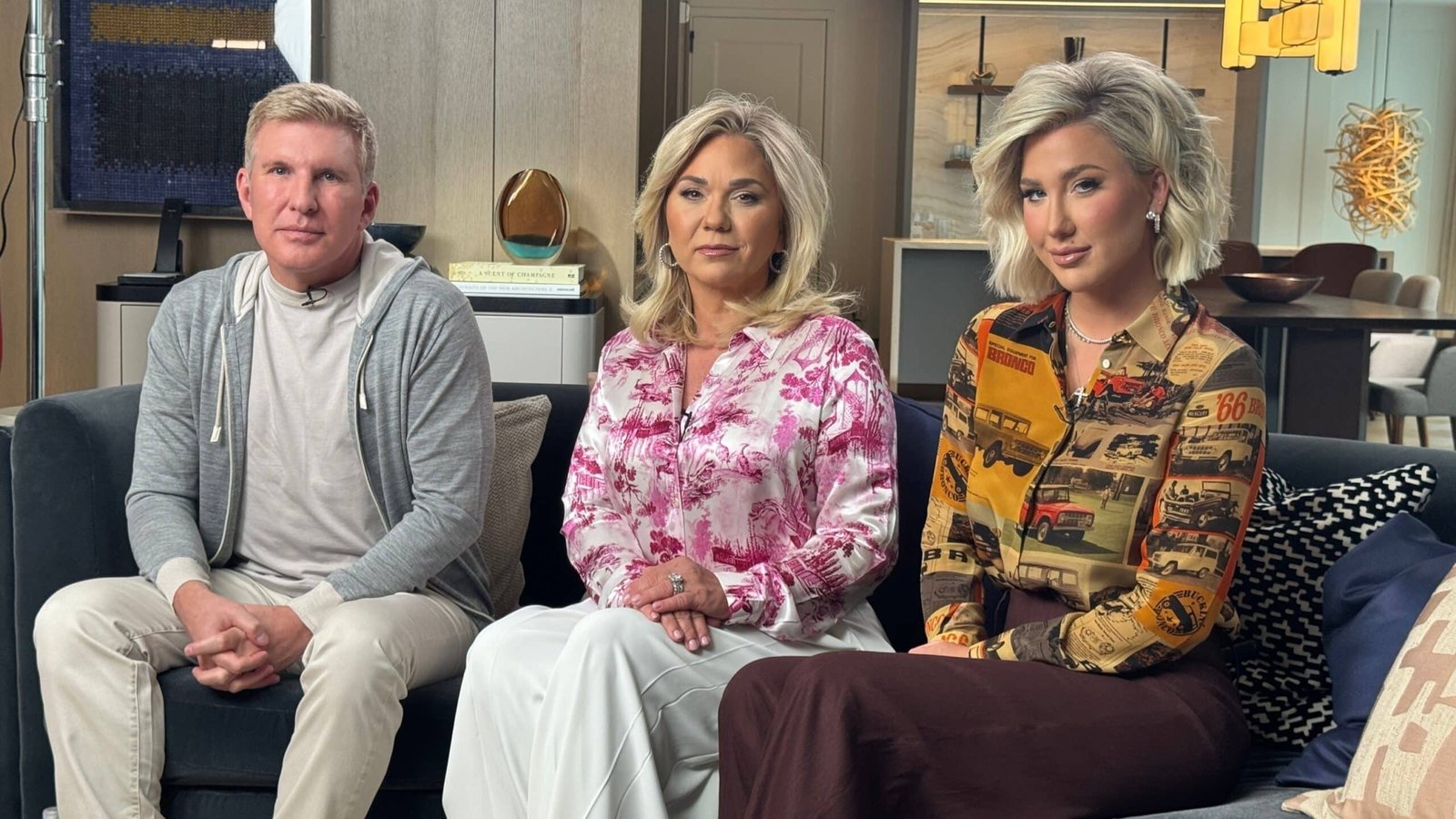The reality television stars Todd and Julie Chrisley discuss freedom after Trump forgive