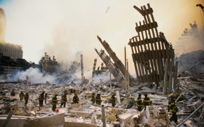 The debris of the World Trade Center Ardenan after the terrorist attacks on September 11, 2001 in New York.