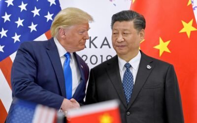 PHOTO: President Donald Trump, left, shakes hands with Chinese President Xi Jinping during a meeting on the sidelines of the G-20 summit in Osaka, western Japan, on June 29, 2019.