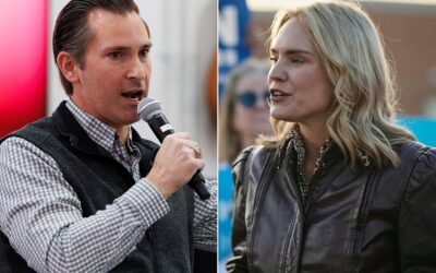 PHOTO: Republican congressional candidate Matt Van Epps speaks during a get out the vote event on December 1, 2025 in Franklin, Tennessee. Democratic congressional candidate Aftyn Behn speaks during a campaign event, Nov. 13, 2025, in Nashville, Tennessee.