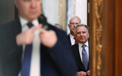 PHOTO: In this collective photograph distributed by the Russian state agency Sputnik, Steve Witkoff, accompanied by the Kremlin's economic envoy, Kirill Dmitriev, is seen before a meeting with the president of Russia at the Kremlin in Moscow on December 2, 2025.